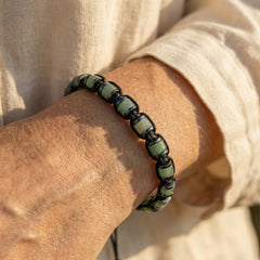 Bransoletka z jaspisem zielonym i hematytem regulowana - zdjęcie 6