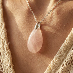 Wisiorek z kwarcem różowym w kształcie kropli kamień naturalny - zdjęcie 6