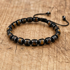 Bransoletka z tygrysim okiem i stalą szlachetną regulowana - zdjęcie 1