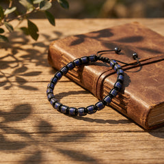 Bransoletka z lapis lazuli i hematytem z regulacją - zdjęcie 5