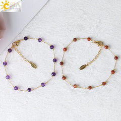 Bransoletka z jaspisem czerwonym i miedzią pozłacaną