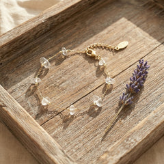 Bransoletka z kryształem górskim i miedzią pozłacaną - zdjęcie 5