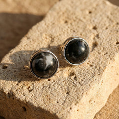 Kolczyki sztyfty z jaspisem zebra i srebrnym wykończeniem - zdjęcie 5