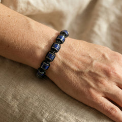 Bransoletka z lapis lazuli i hematytem z regulacją - zdjęcie 6