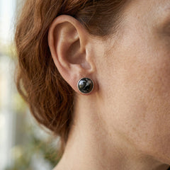 Kolczyki sztyfty z jaspisem zebra i srebrnym wykończeniem - zdjęcie 6