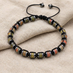 Bransoletka z unakitem i hematytem na sznurku regulowana - zdjęcie 1