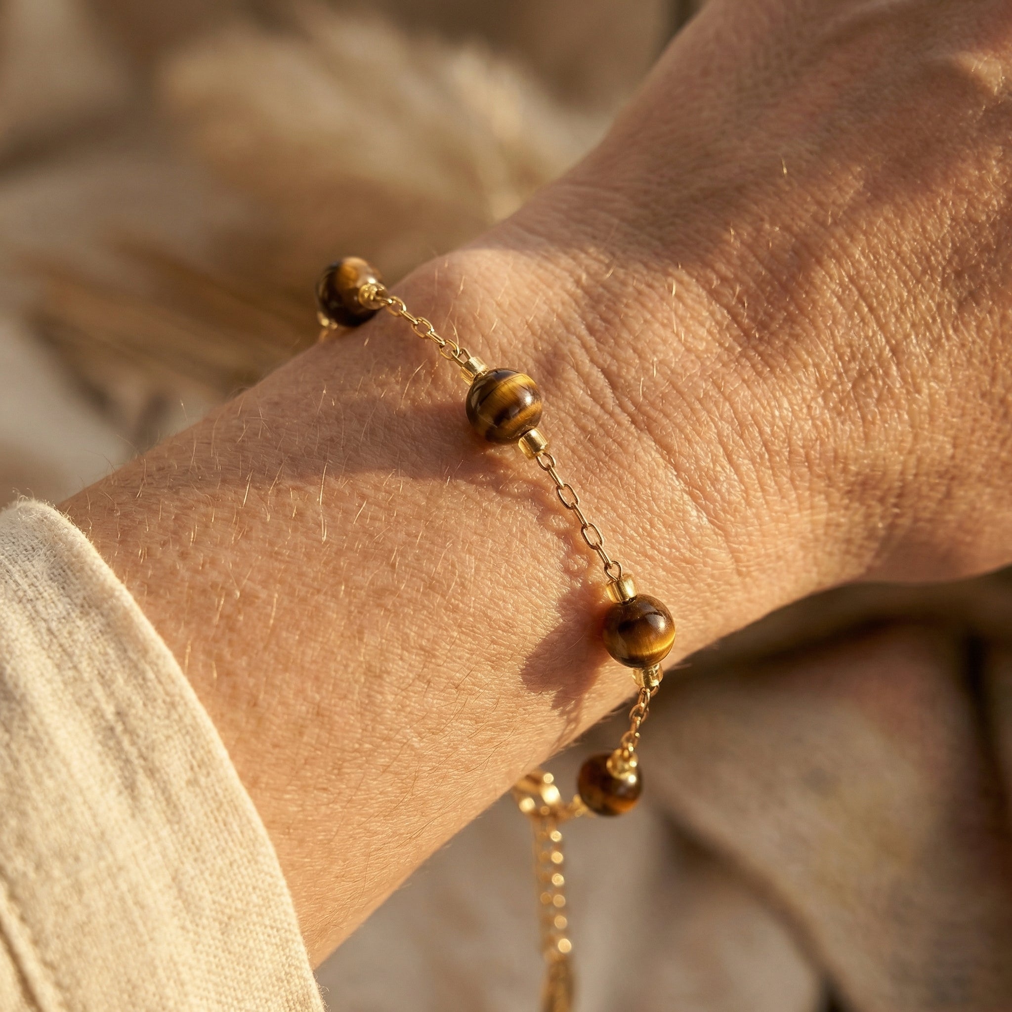 Bransoletka z tygrysim okiem i miedzianymi elementami - zdjęcie 6