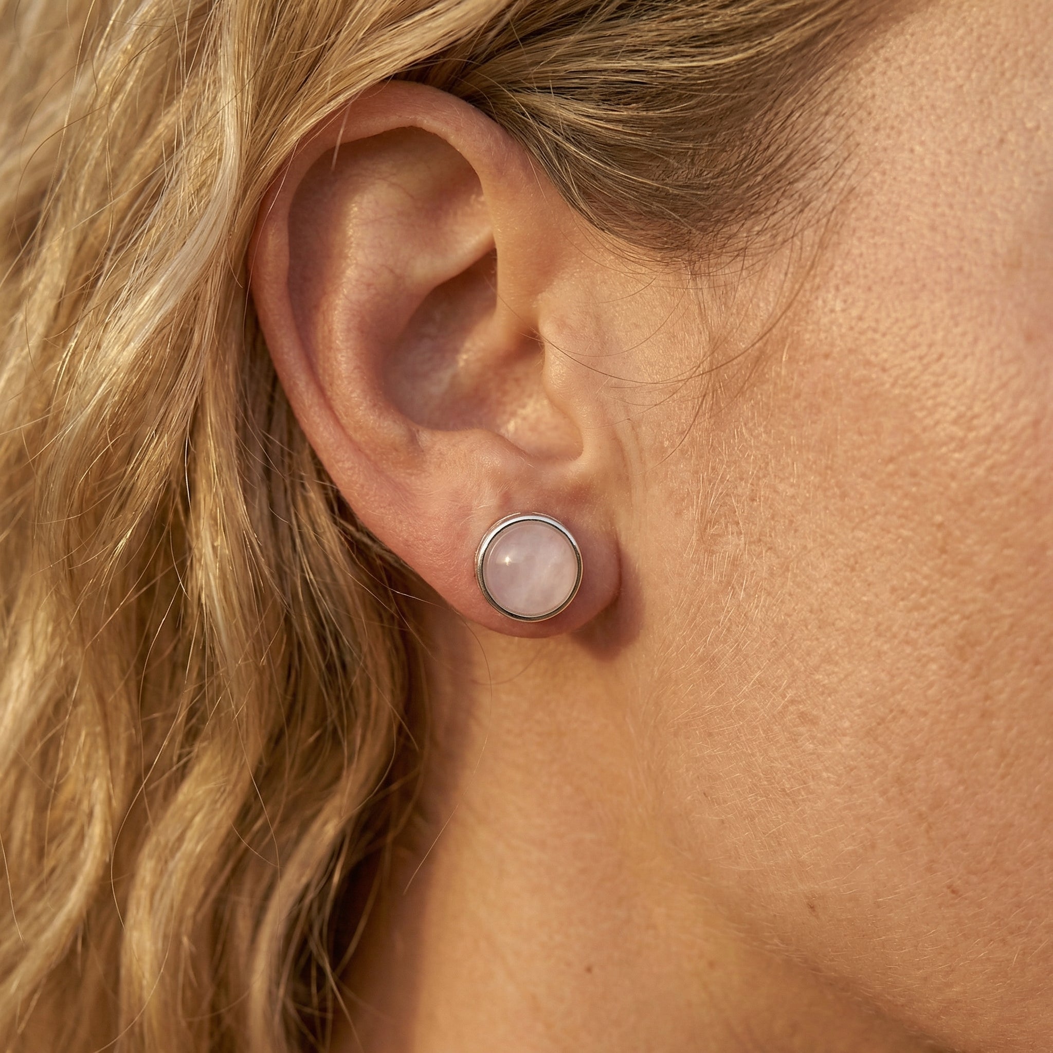 Zawieszka z naturalnym kwarcem różowym i srebrną stalą szlachetną - zdjęcie 6