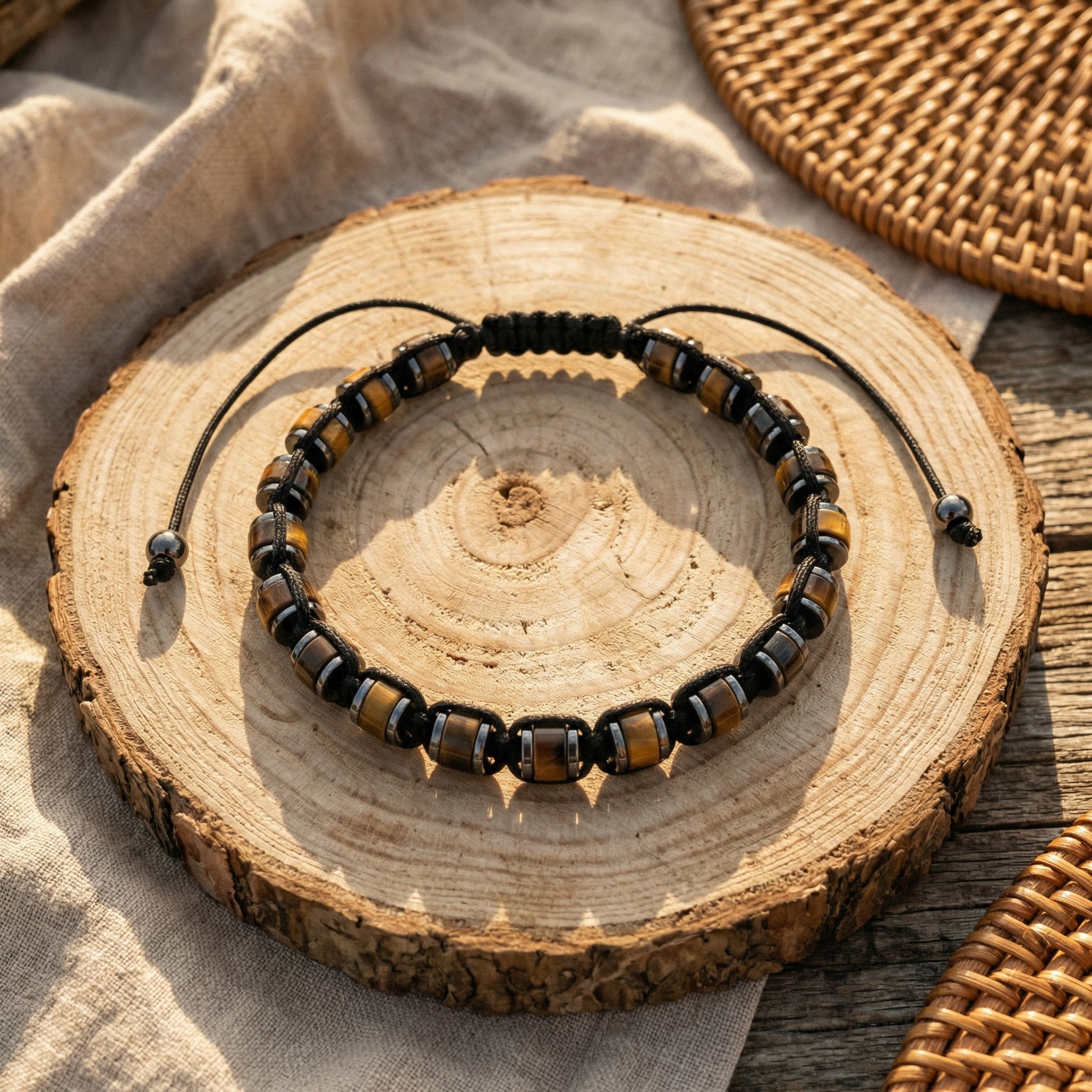 Bransoletka z tygrysim okiem i stalą szlachetną regulowana - zdjęcie 5