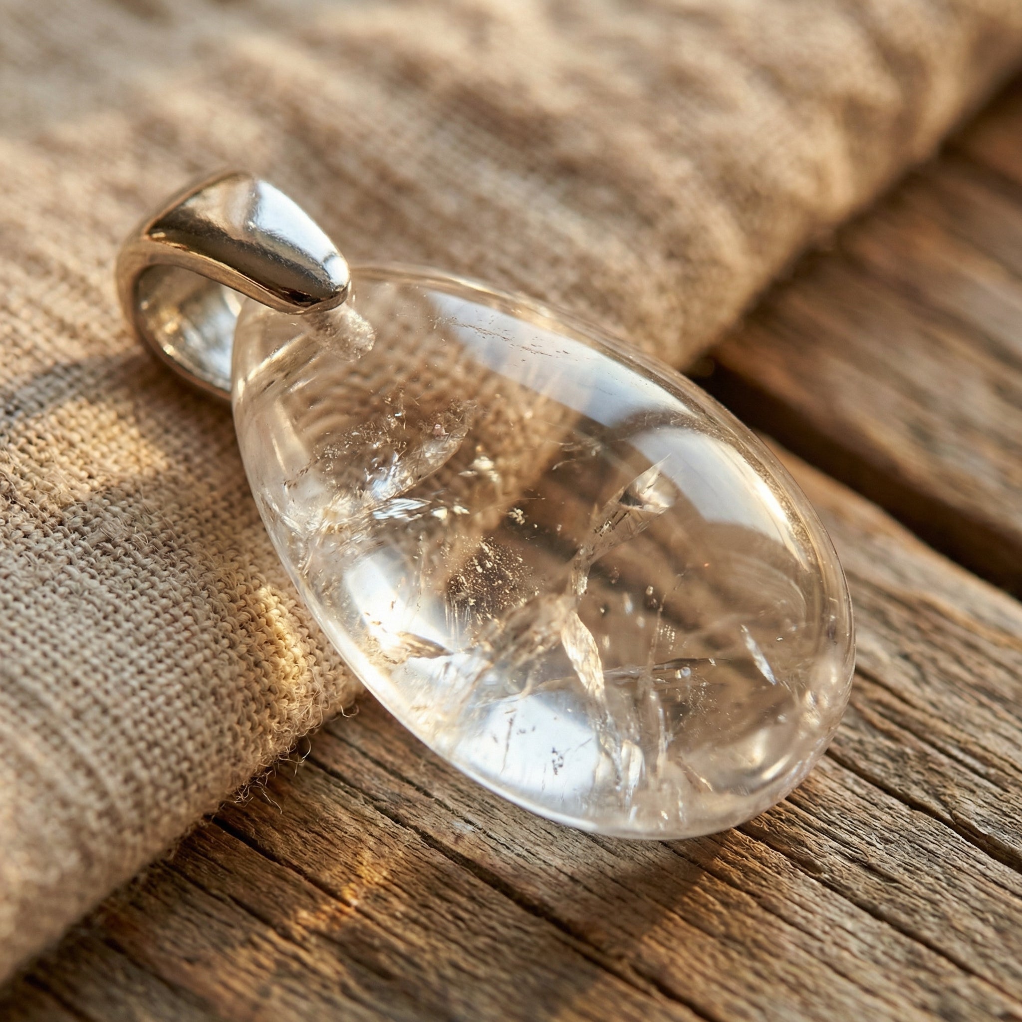 Naszyjnik z kryształem górskim w kształcie kropli biżuteria boho - zdjęcie 3