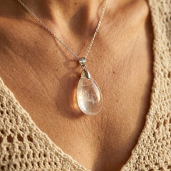 Naszyjnik z kryształem górskim w kształcie kropli biżuteria boho - zdjęcie 6
