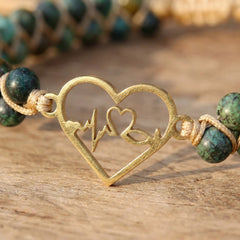 Bransoletka z jaspisem afrykańskim i sercem na plecionym sznurku - zdjęcie 3