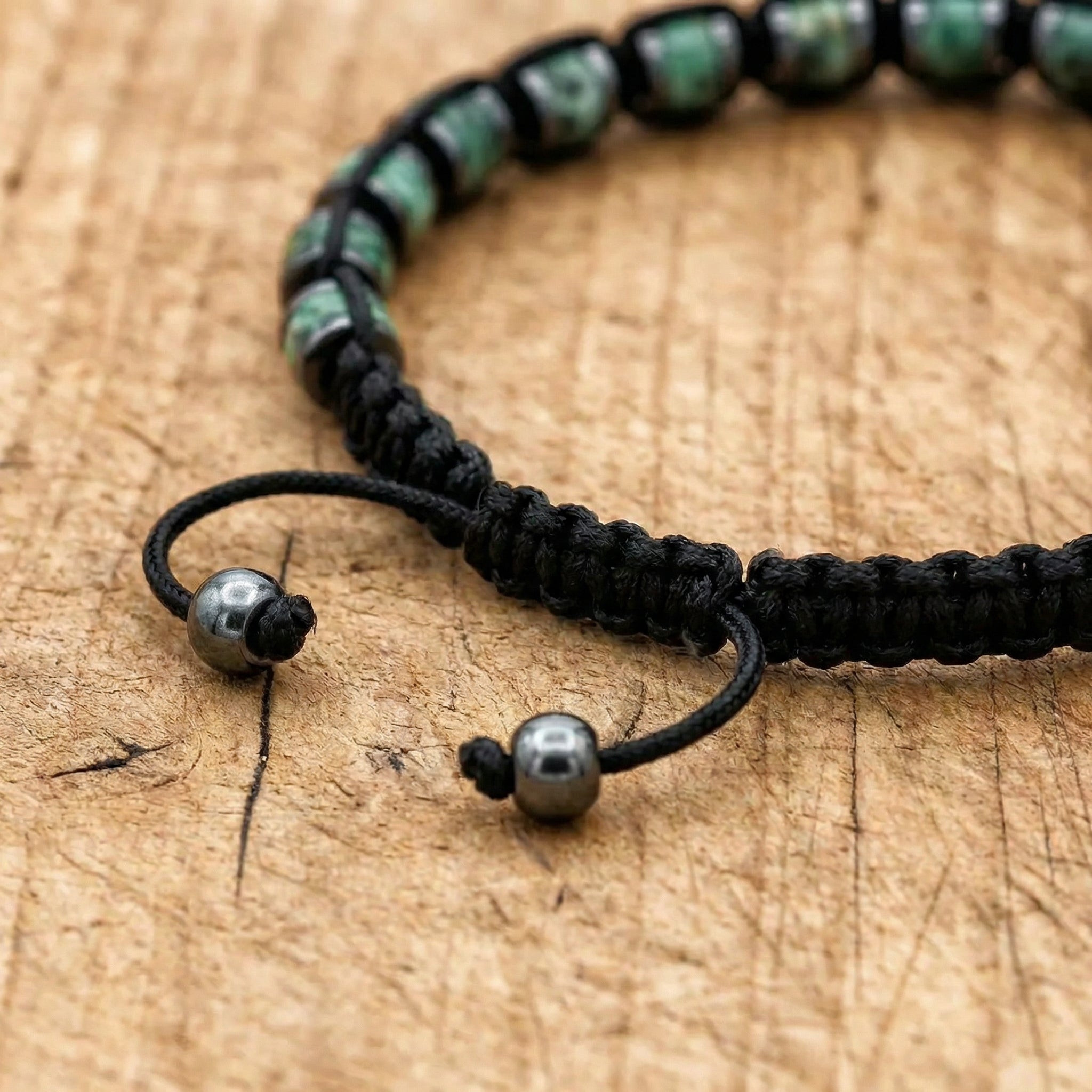 Bransoletka z jaspisem afrykańskim i stalą regulowana - zdjęcie 5