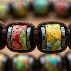 Bransoletka z jaspisu wielokolorowego i hematytu 6 mm regulowana - zdjęcie 3