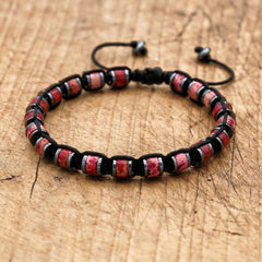 Bransoletka z jaspisem imperialnym i hematytem regulowana - zdjęcie 1