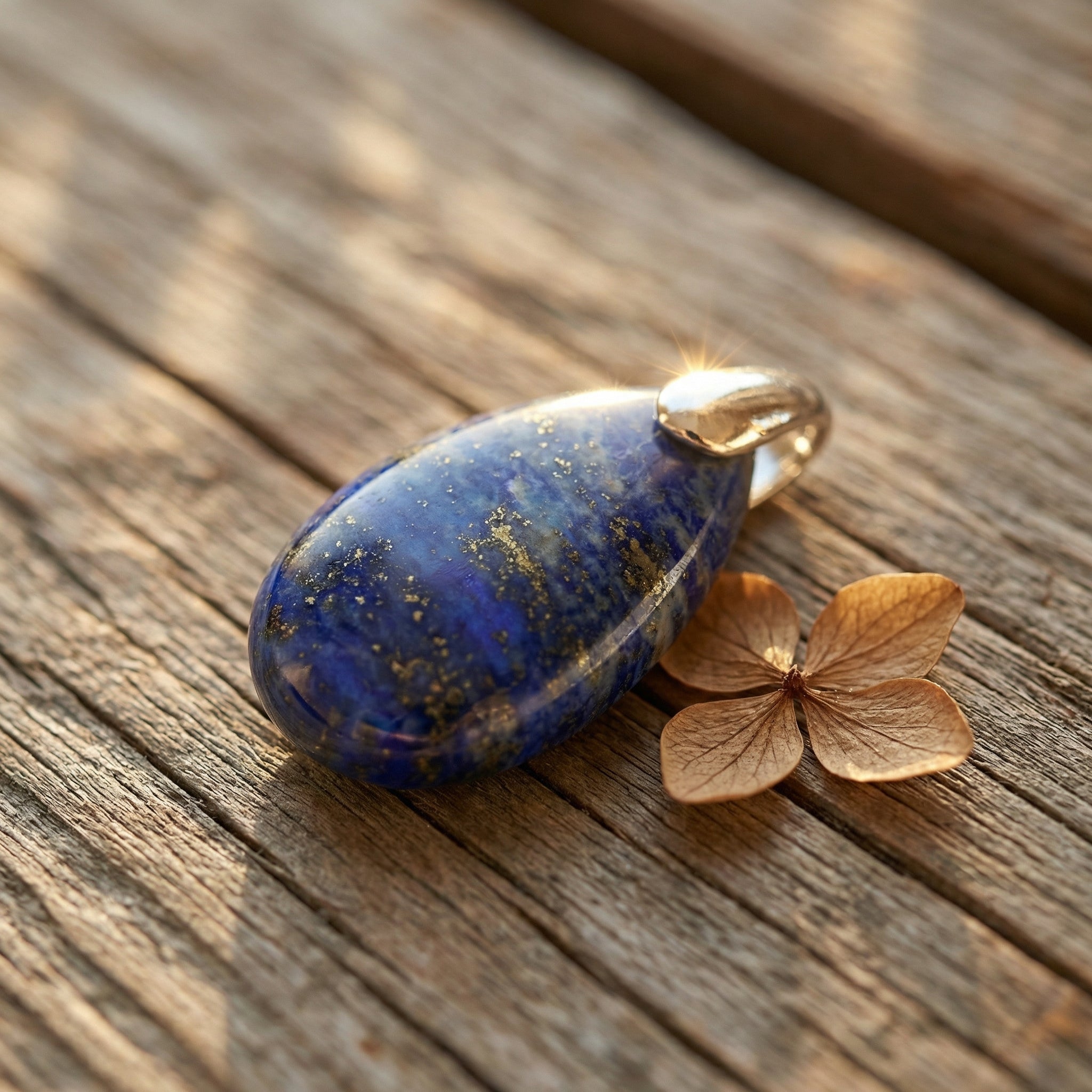 Zawieszka z naturalnym lapisem lazuli w kształcie szlachetnej kropli - zdjęcie 2
