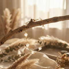 Bransoletka z kryształem górskim i miedzią w złotym kolorze - zdjęcie 4