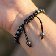 Bransoletka z lapis lazuli i hematytem z regulacją - zdjęcie 7