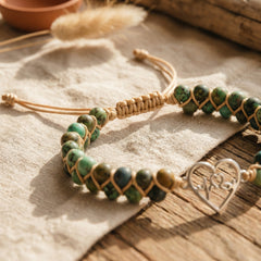 Bransoletka z jaspisem afrykańskim i sercem na plecionym sznurku - zdjęcie 5