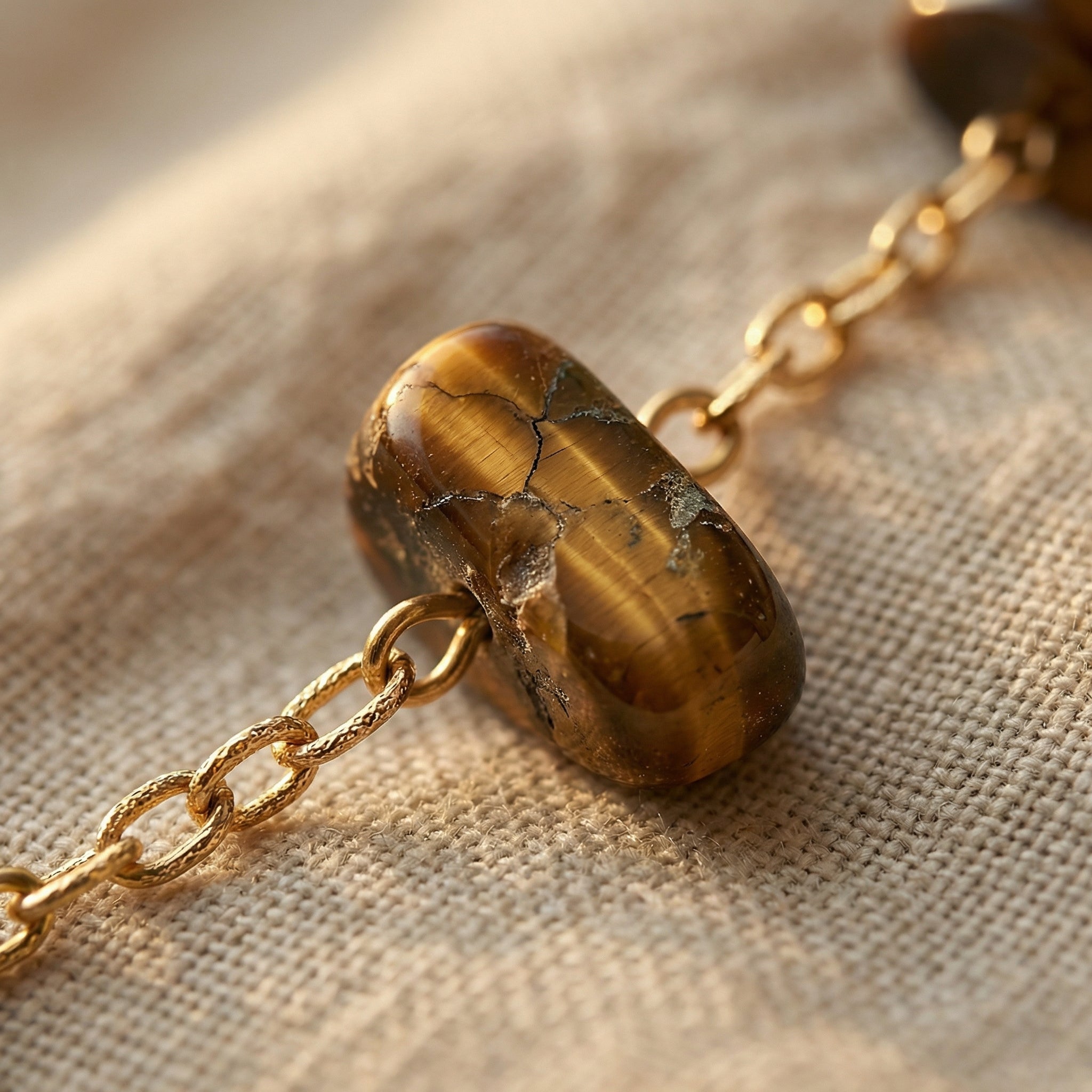 Bransoletka z tygrysim okiem i miedzią z koralikami 4 mm - zdjęcie 3