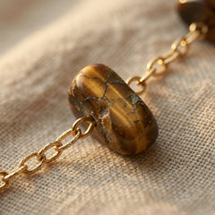 Bransoletka z tygrysim okiem i miedzią z koralikami 4 mm - zdjęcie 3