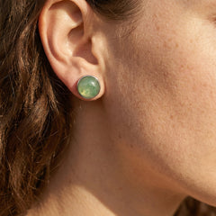 Kolczyki sztyfty z awenturynem zielonym i srebrnym wykończeniem - zdjęcie 6