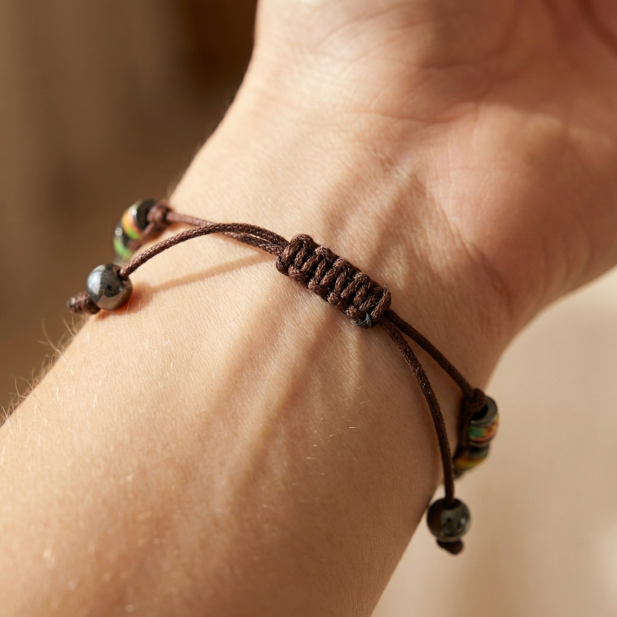 Bransoletka z jaspisu wielokolorowego i hematytu 6 mm regulowana - zdjęcie 8