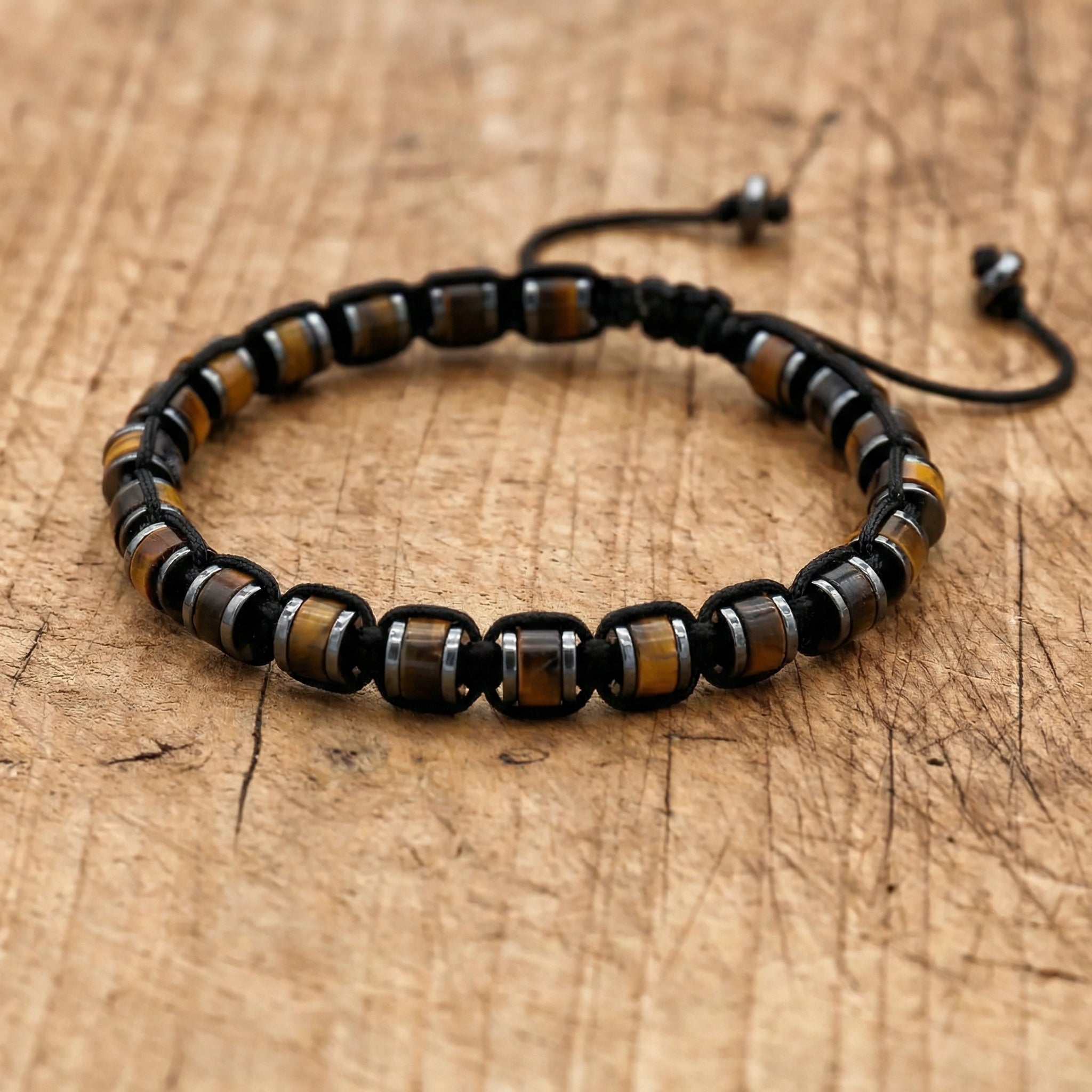 Bransoletka z tygrysim okiem i stalą szlachetną regulowana - zdjęcie 1