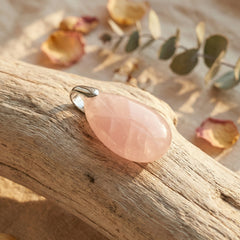 Wisiorek z kwarcem różowym w kształcie kropli kamień naturalny - zdjęcie 2