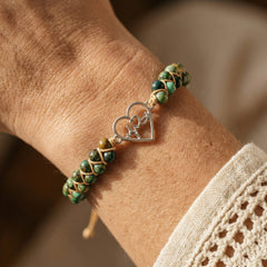 Bransoletka z jaspisem afrykańskim i sercem na plecionym sznurku - zdjęcie 6