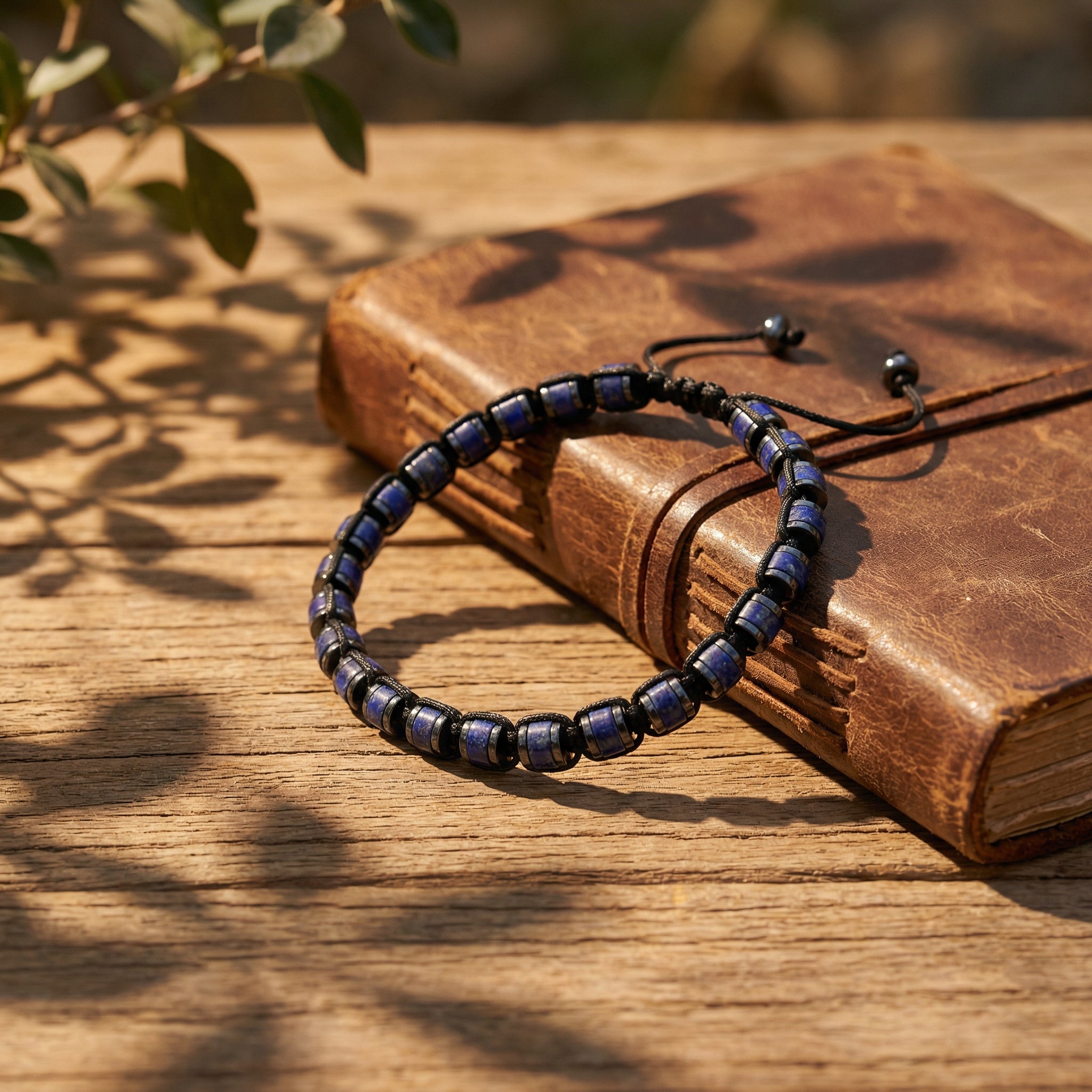 Bransoletka z lapis lazuli i hematytem z regulacją - zdjęcie 5