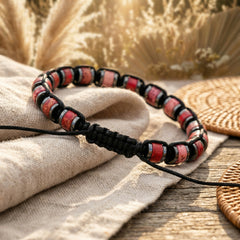 Bransoletka z jaspisem imperialnym i hematytem regulowana - zdjęcie 2