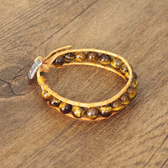 Natural Stone Tiger Eye Beads Leather Wrap Bracelet & Bangle Women Men Fashion Jewelry Boho Yoga Chakra Charm Bracelet Gift
