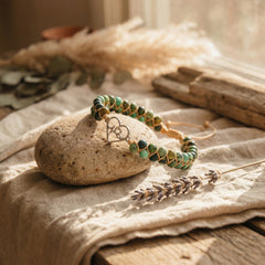 Bransoletka z jaspisem afrykańskim i sercem na plecionym sznurku - zdjęcie 4