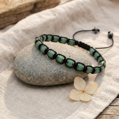 Bransoletka z jaspisem zielonym i hematytem regulowana - zdjęcie 4