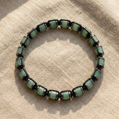 Bransoletka z jaspisem zielonym i hematytem regulowana - zdjęcie 1