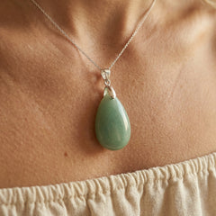 Naszyjnik z awenturynem naturalnym w formie szlachetnej łezki - zdjęcie 6