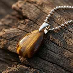 Naszyjnik z okiem tygrysim w kształcie eleganckiej kropli - zdjęcie 2