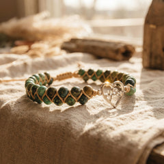 Bransoletka z jaspisem afrykańskim i sercem na plecionym sznurku - zdjęcie 2