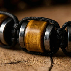 Bransoletka z tygrysim okiem i stalą szlachetną regulowana - zdjęcie 3