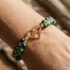 Bransoletka z jaspisem afrykańskim i sercem na plecionym sznurku - zdjęcie 9