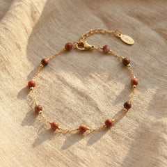 Bransoletka z jaspisem czerwonym i pozłacaną miedzią - zdjęcie 1