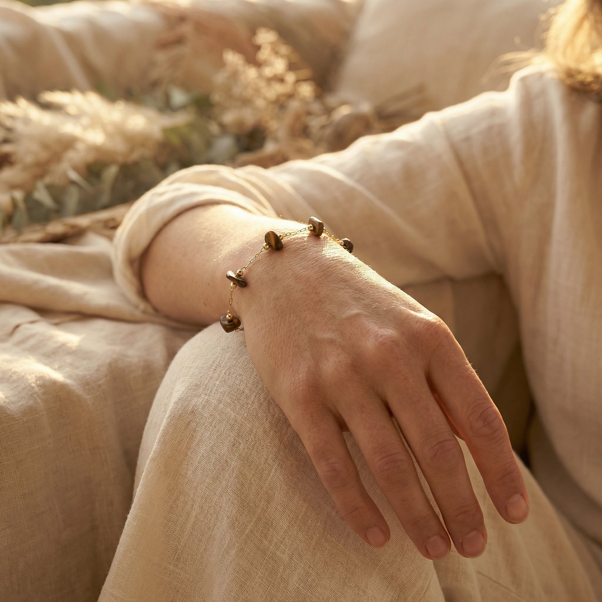 Bransoletka z tygrysim okiem i miedzią z koralikami 4 mm - zdjęcie 7