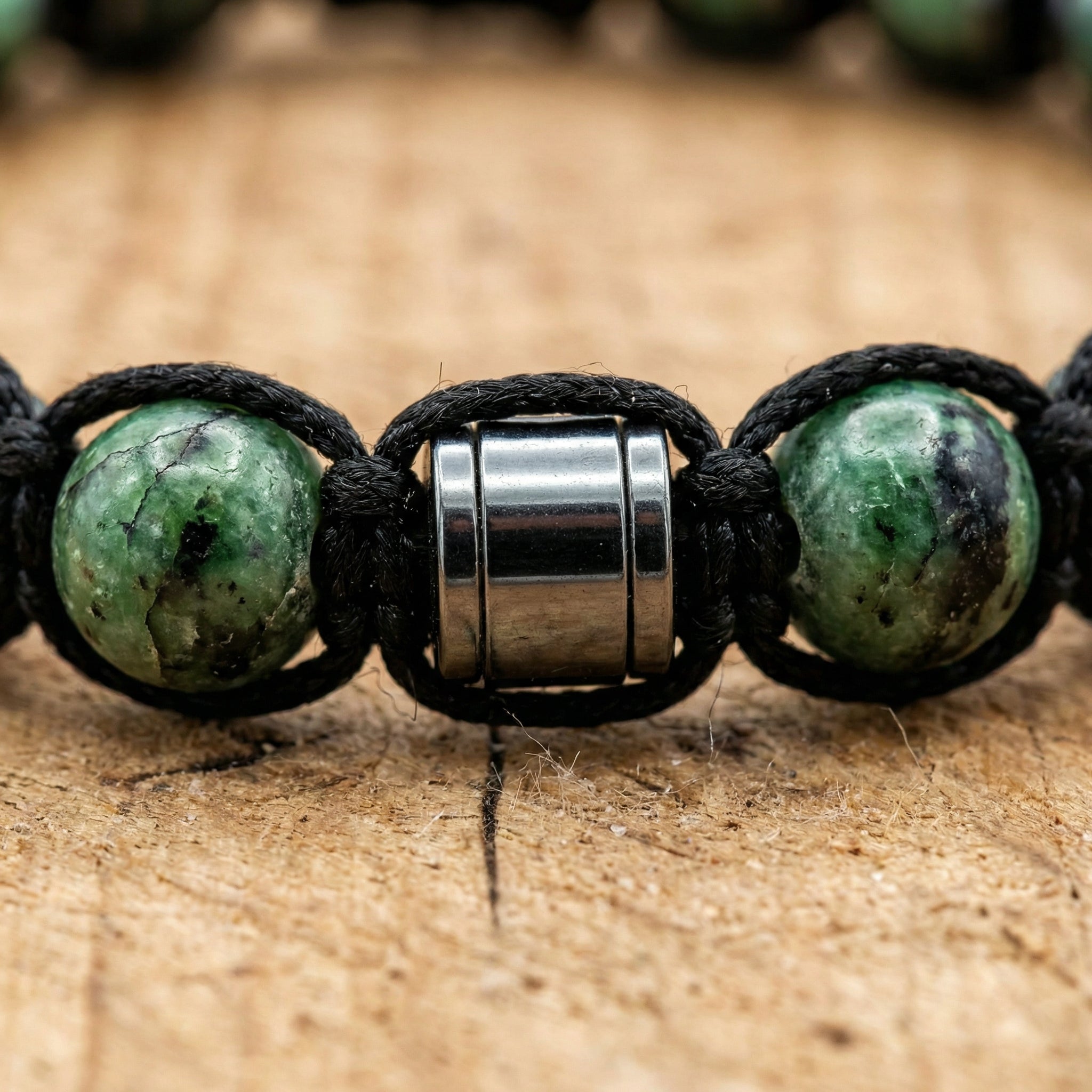 Bransoletka z jaspisem afrykańskim i stalą regulowana - zdjęcie 3