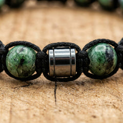 Bransoletka z jaspisem afrykańskim i stalą regulowana - zdjęcie 3