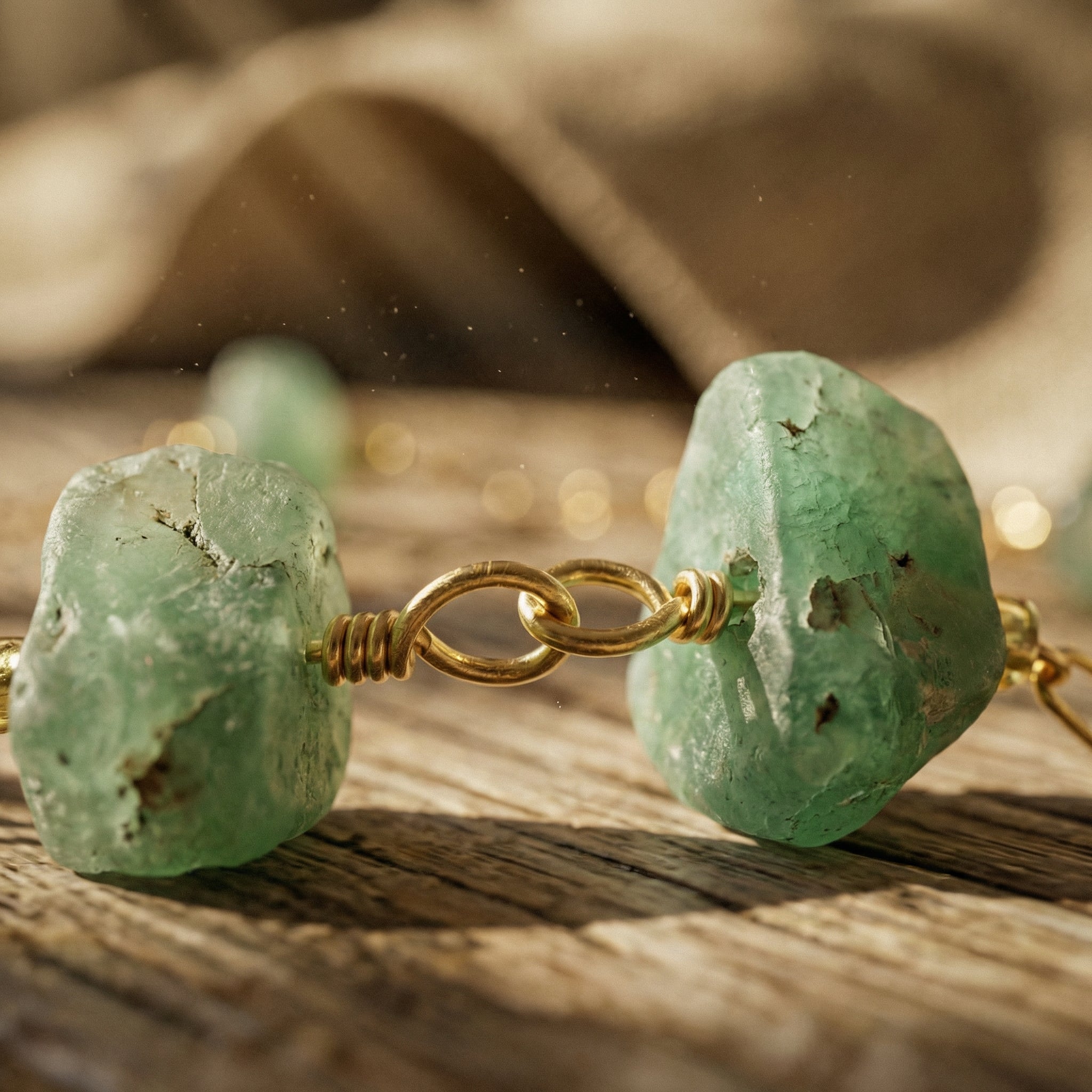 Bransoletka z naturalnym surowym awenturynem i eleganckim złotym łańcuszkiem