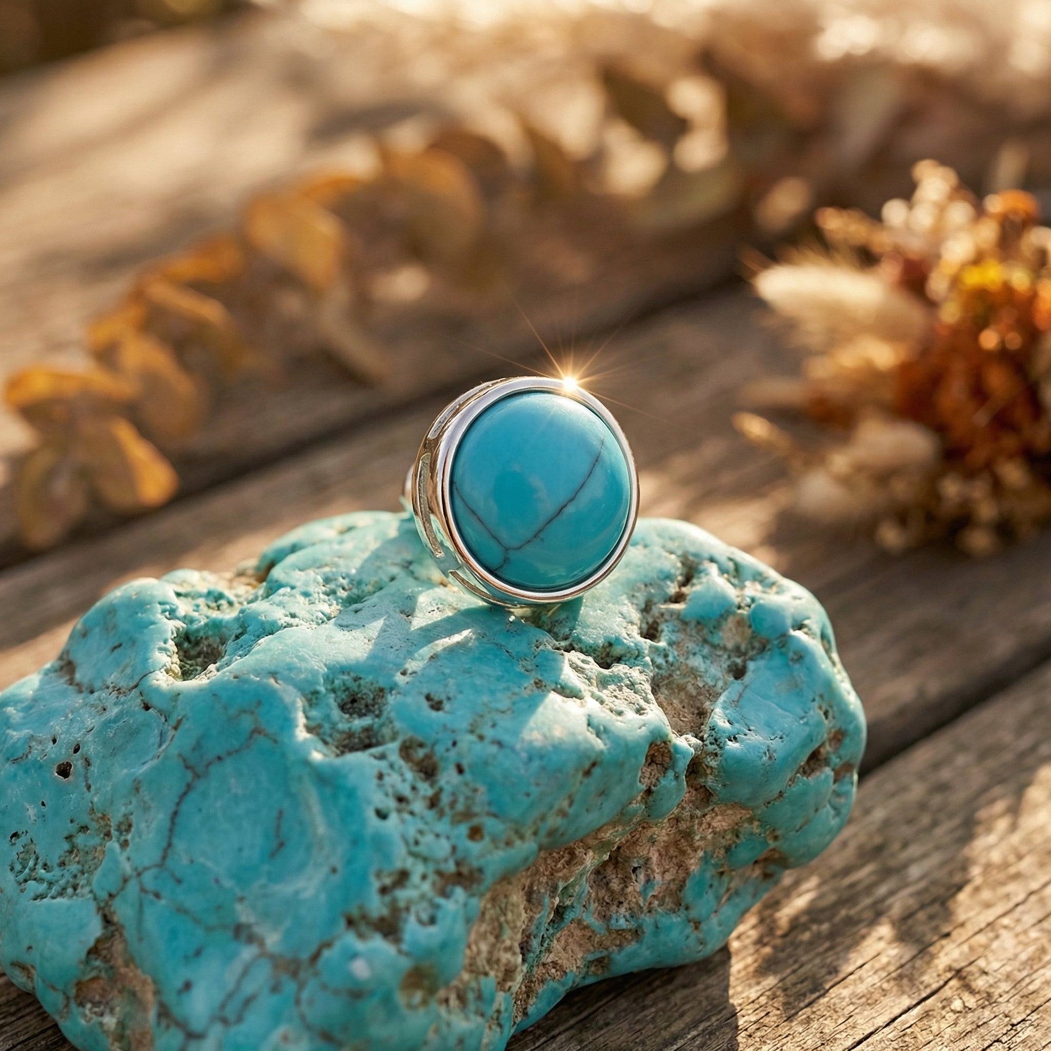 Kolczyki sztyfty z turkusem błękitnym i srebrnym wykończeniem vintage - zdjęcie 5