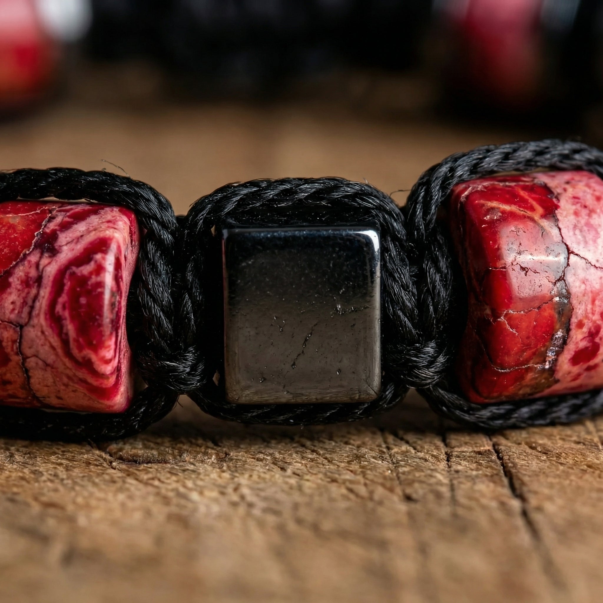 Bransoletka z jaspisem imperialnym i hematytem regulowana - zdjęcie 3