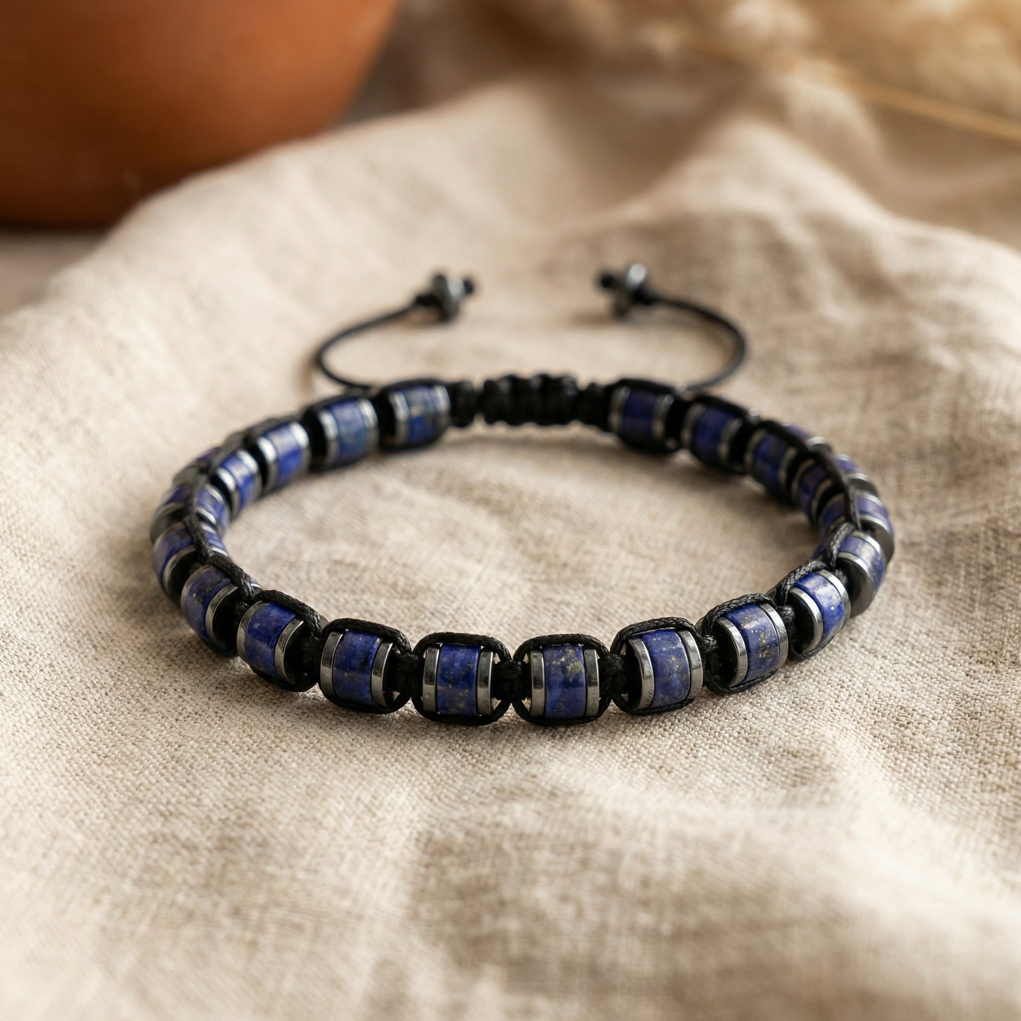 Bransoletka z lapis lazuli i hematytem z regulacją - zdjęcie 1