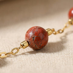 Bransoletka z jaspisem czerwonym i pozłacaną miedzią - zdjęcie 3